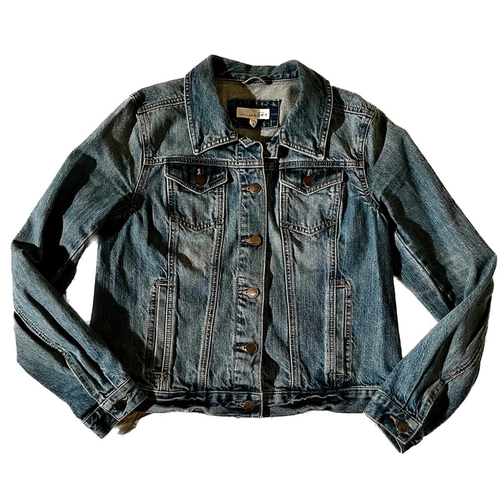 Loft Medium Wash Denim Jacket - S - image 1